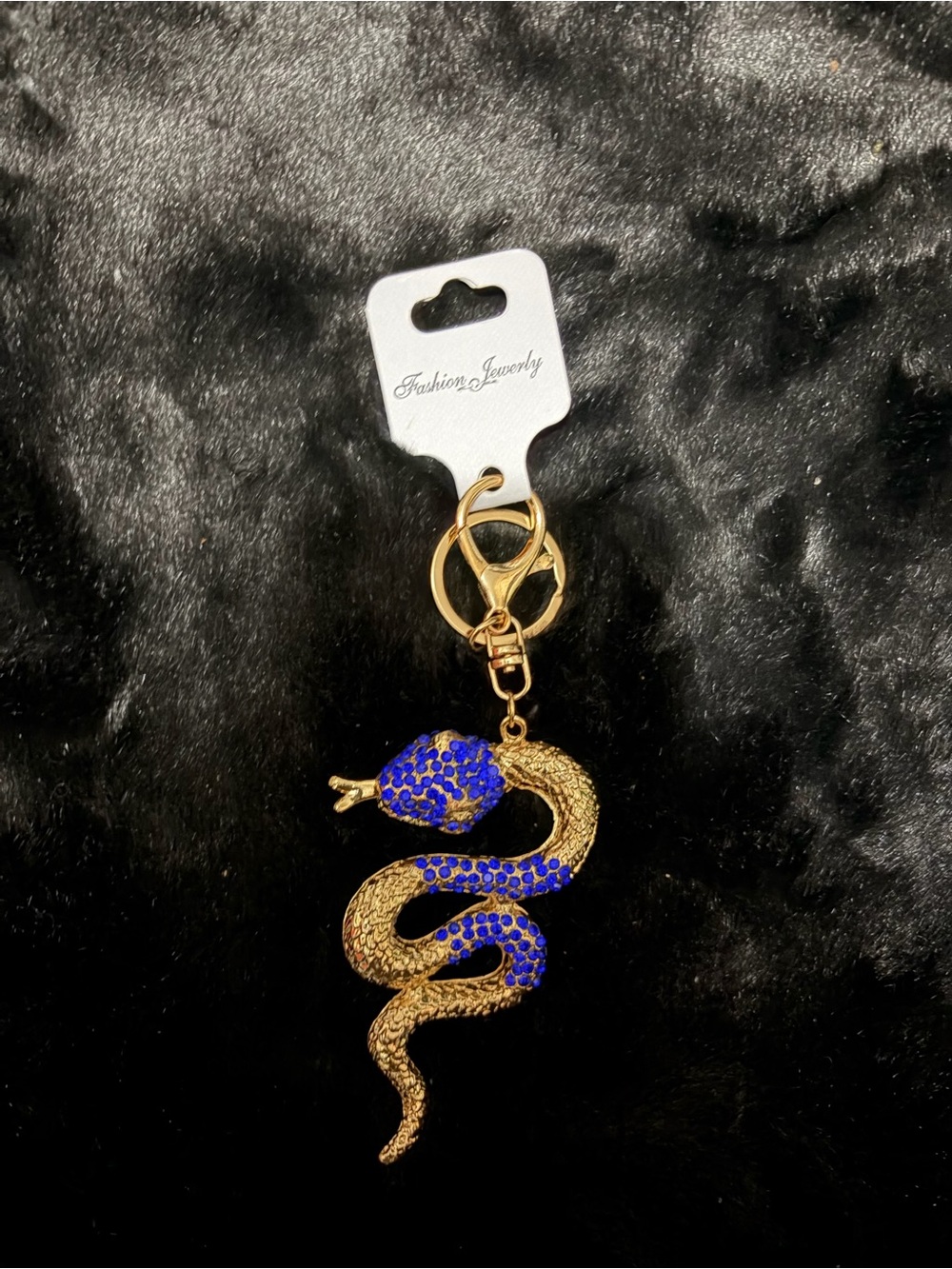 Gold & Blue Snake Keychain Pendant